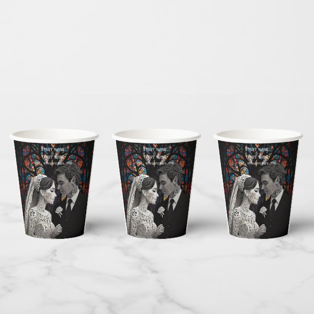 Wedding couple personalised gift ideas paper cups (Multi)