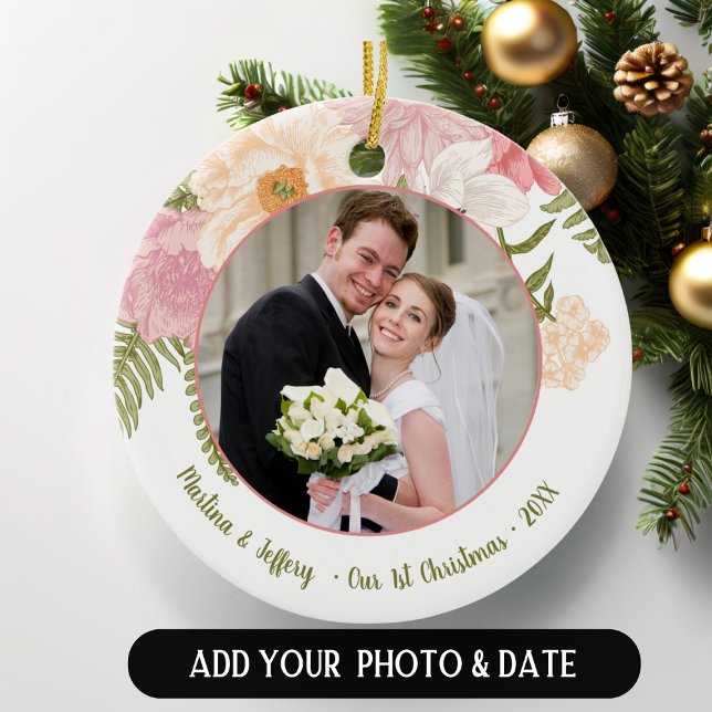  Wedding Couple Photo First Christmas  Ornament (Creator Uploaded)