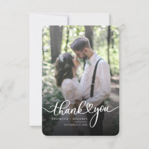 Wedding Couple Photo Script Thank You Card