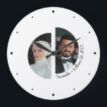 Wedding Couple Photo with Names & Date Wall Clock<br><div class="desc">Celebrate your love story with this elegant wall clock featuring two custom photos of the bride and groom, personalised with names and wedding year. A meaningful keepsake for newlyweds, perfect as a wedding gift, anniversary present, or romantic home décor. Designed to showcase cherished memories in a stylish and timeless way....</div>