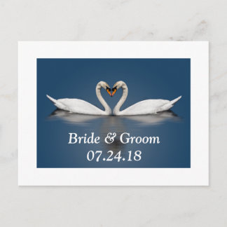 Wedding Couple Pretty Swans Save The Dates Card