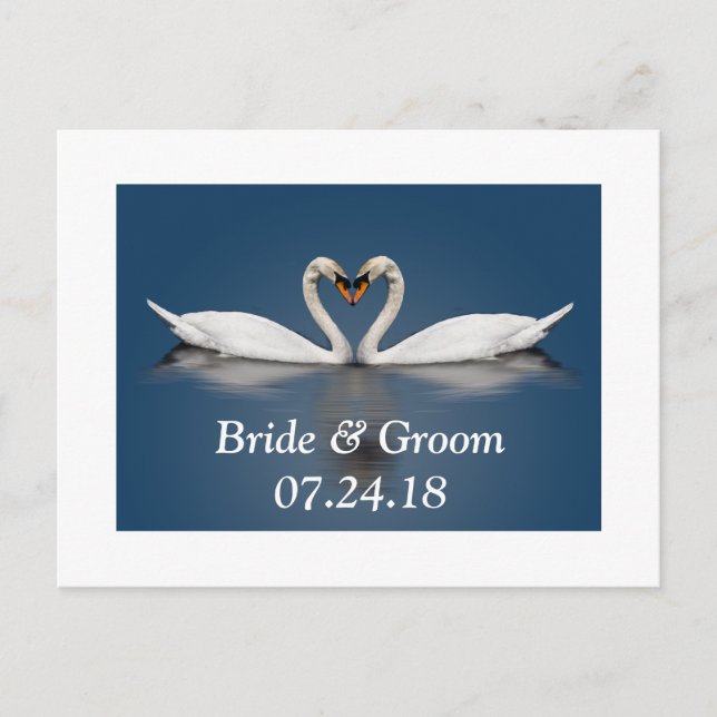 Wedding Couple Pretty Swans Save The Dates Card (Front)