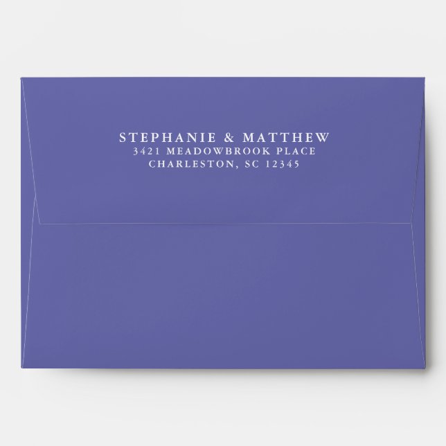 Wedding Couple Return Address Elegant Periwinkle Envelope (Back (Top Flap))