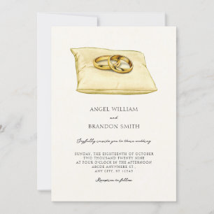 Wedding couple rings art invitation