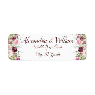 Wedding Couple Romantic Rose Return Address Label