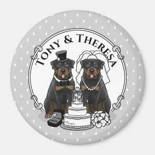 Wedding Couple Rottweilers Bride and Groom Dogs Magnet