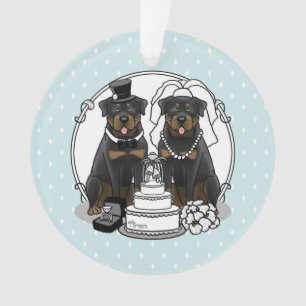 Wedding Couple Rottweilers Bride and Groom Dogs Ornament