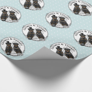 Wedding Couple Rottweilers Bride and Groom Dogs Wrapping Paper