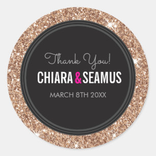 WEDDING COUPLE SEAL modern rose gold glitter black