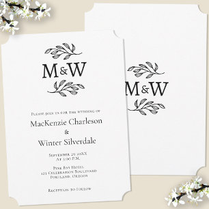 Wedding Couple Simple Monogram Initials Minimalist Invitation