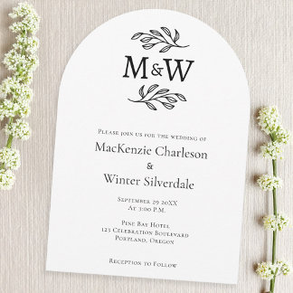 Wedding Couple Simple Monogram Initials Minimalist Invitation