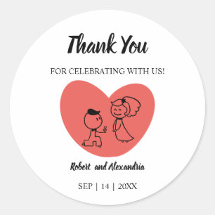 Wedding Couple Thank You for Coming Wedding Classic Round Sticker