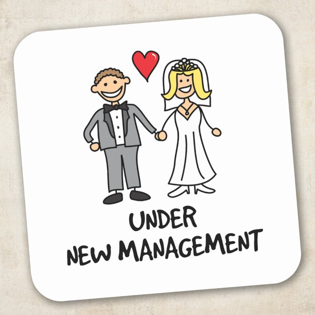 Wedding Couple - Under New Management Square Sticker (Creator Uploaded)