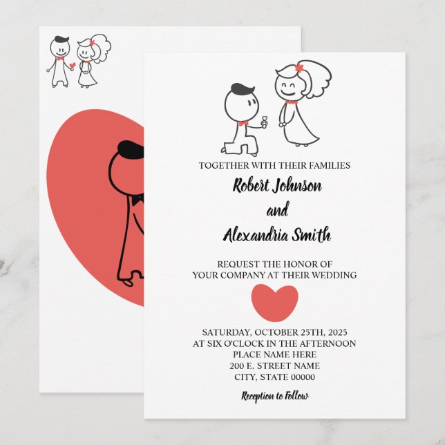 Wedding Couple Wedding Invitation (Front/Back)
