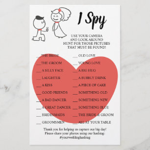 Wedding Couple Wedding Reception I Spy Game Card