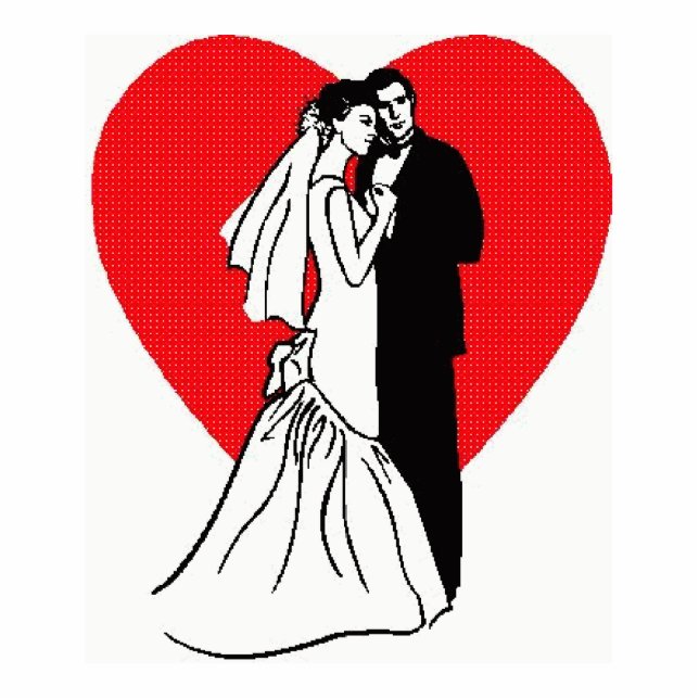 Wedding Couple with Heart Photo Sculpture (Front)