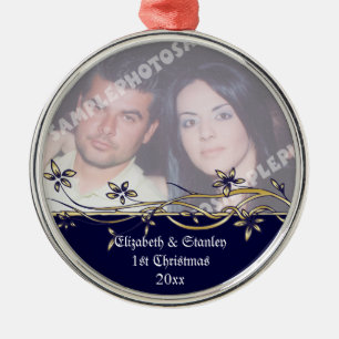 Wedding Couple's 1st Christmas photo Ornament