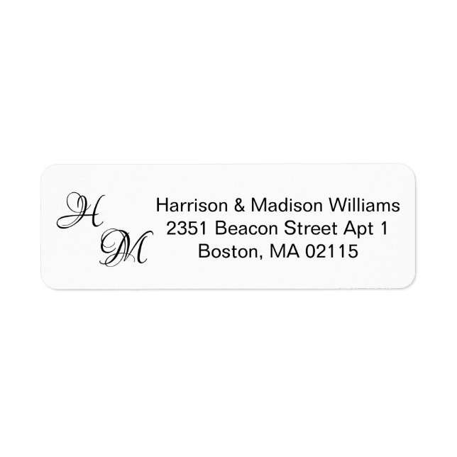 Wedding couple's monogram initials Return Address (Front)