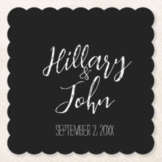 Wedding Couple's Name and Date Paper Coasters