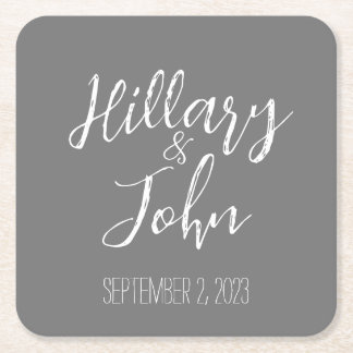 Wedding Couple's Name and Date Paper Coasters