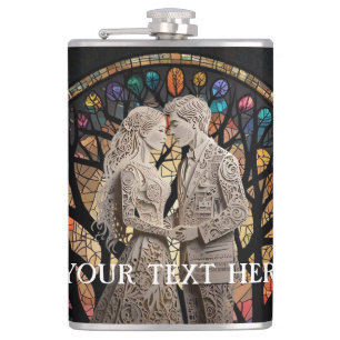 Wedding couples personalised hip flask