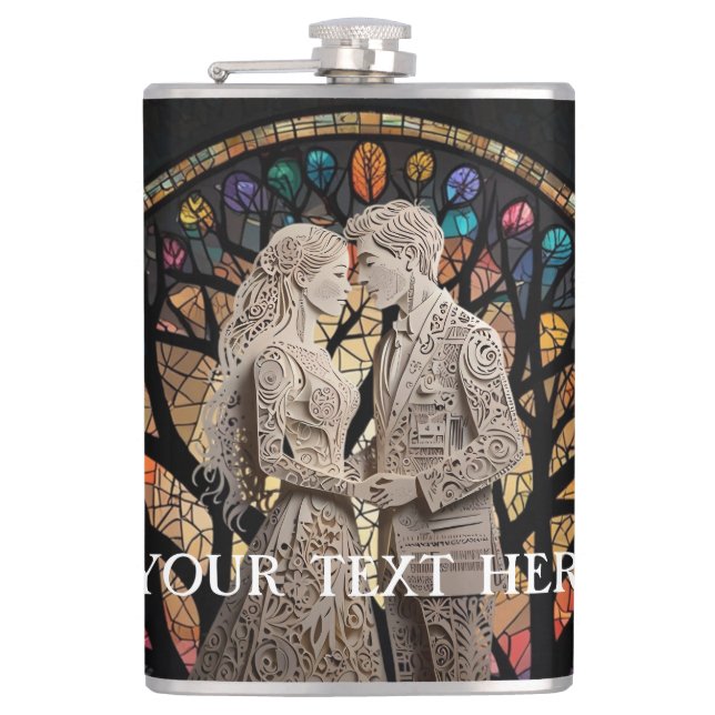 Wedding couples personalised  hip flask (Front)