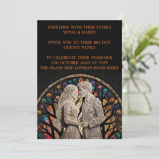 Wedding couples personalised  invitation (Standing Front)