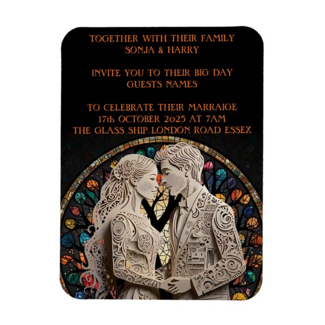 Wedding couples personalised  magnet (Vertical)