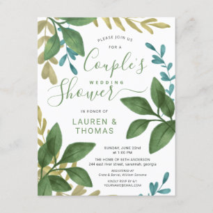 Wedding Couple's Shower Watercolor Foliage Invitation