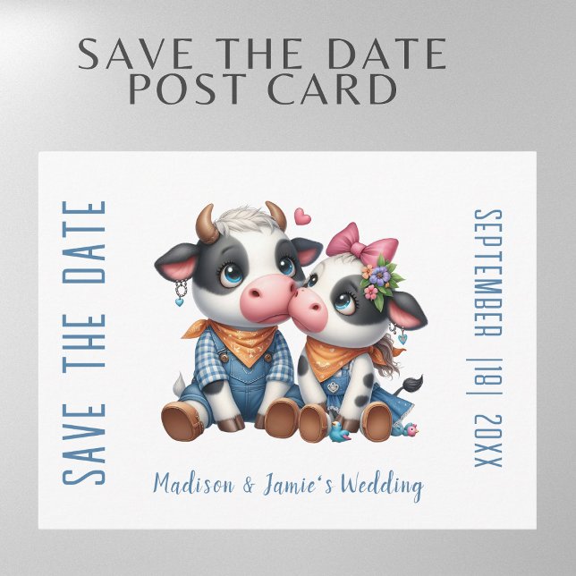 Wedding Cow Couple Save the Date Postcard (Creator Uploaded)