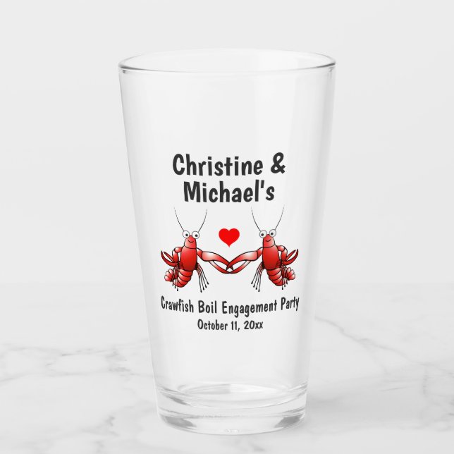 Wedding Crawfish Boil Beer Pint Glass (Front)