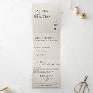 Wedding Cream All in one set Tri-Fold Invitation