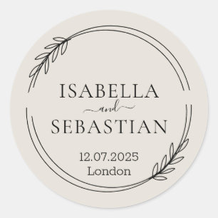 Wedding Cream Beige Color Palette Classic Round Sticker