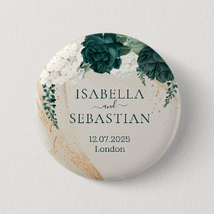 Wedding Cream Sage Emerald Green Rose Floral 6 Cm Round Badge