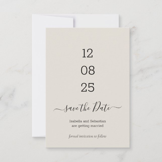 Wedding Cream Save the Date Neutral invitation (Front)