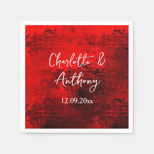 Wedding Creative Abstract Artwork Red Napkin (Front)