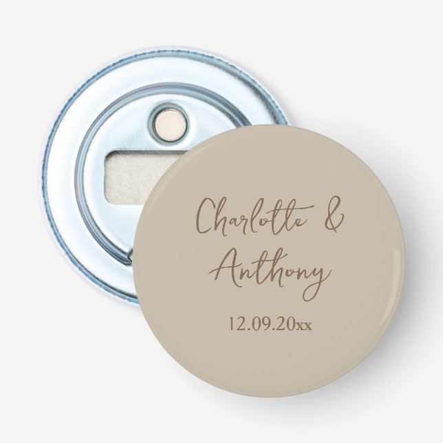 Wedding Creative Calligraphy Names Date Bottle Opener (Front)