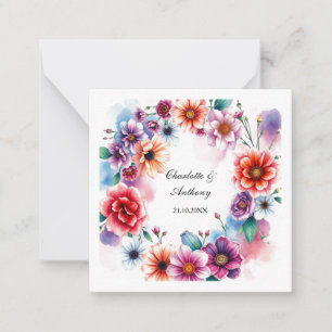 Wedding Creative Floral Names of Couple & Date Card