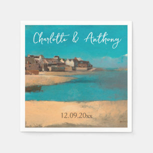 Wedding Creative Village Sea Sky Impressionist Napkin