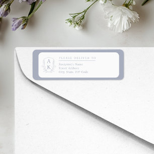 Wedding Crest Monogram Blue Return Address