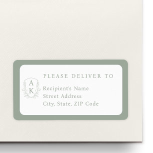 Wedding Crest Monogram Individual Name Address Label