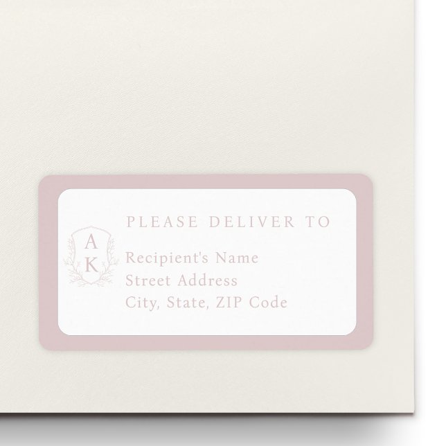 Wedding Crest Monogram Individual Name Address Label (Creator Uploaded)