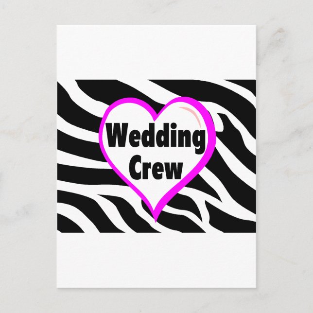 Wedding Crew (Heart Zebra Print) Postcard (Front)