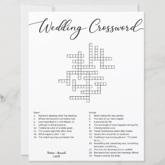 Wedding Crossword Puzzle