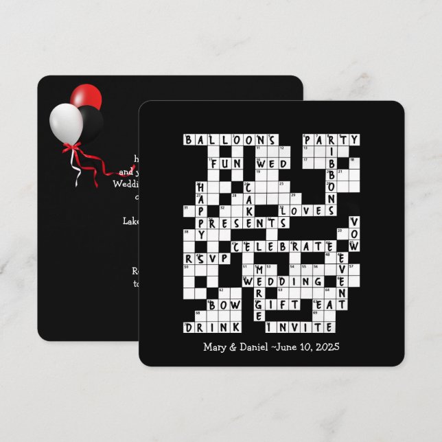 wedding crossword puzzle invite (Front/Back)