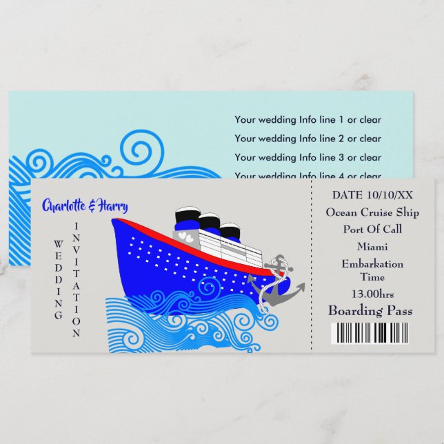 Wedding Cruise Destination Wedding Invitation (Front/Back)