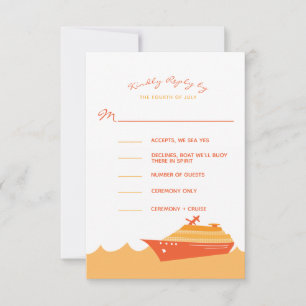 Wedding Cruise Ship Boat Orange RSVP Card