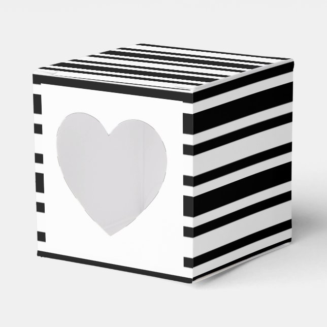 Wedding cupcake black white striped favour box (Front Side)