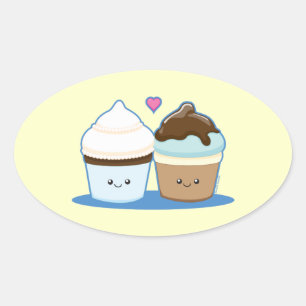 Wedding Cupcakes Oval Sticker