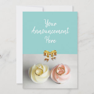 Wedding Cupcakes topped with wedding bands Announcement
